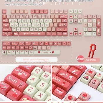 Симпатичная изготовленная на заказ механическая клавиатура для ключей с термической сублимацией Pbt Personality Xdaoem Full Pink 98/104/108 Универсальная