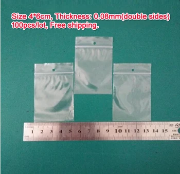 100 шт./лот высококачественные прозрачные полиэтиленовые пакеты для подарочной упаковки ювелирных изделий на молнии, 4 * 6 см прозрачные пластиковые пакеты для хранения одежды