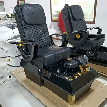 Современное оборудование для маникюрного салона Салона красоты, роскошное педикюрное кресло для ног из черного золота, спа-салон для ног с массажем