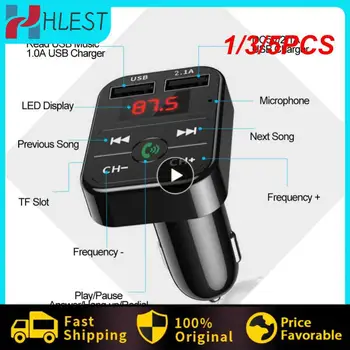 Автомобильный комплект громкой связи 1/3/5ШТ Беспроводной Bluetooth-совместимый FM-передатчик 5.0, ЖК-MP3-плеер, автомобильные аксессуары, двойное USB-зарядное устройство FM