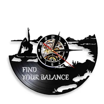 Найдите свой баланс Мандалы, вдохновение для йоги, Настенные часы, современный дизайн, Поддерживайте форму, Спортивные Настенные часы с виниловой пластинкой, Декор стен