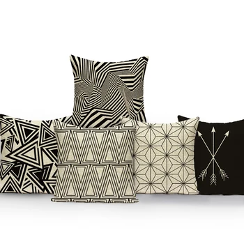 Черно-белые волнистые полосы, наволочки, Геометрия Треугольников, наволочки для дивана, автомобильного кресла, декора домашнего офиса, наволочки