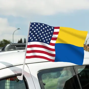 Флаг Украины Флаг На Окне Автомобиля 30 * 45 см Автомобильный Флаг Ручной Мини-Флаг - Яркий Цвет и устойчивый к выцветанию Ручной Флаг-Палочка
