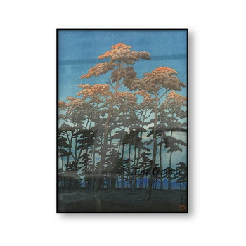 Парк Хикава Омия Кавасе Хасуи Винтажный Плакат японского искусства Пейзаж Азиатского дерева Настенное искусство из деревянных блоков Печать на холсте Домашний декор