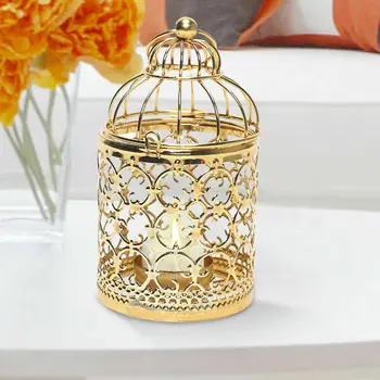Винтажный фонарь в птичьей клетке, подсвечник, металлический подсвечник Tealight, центральный элемент домашнего декора свадебного стола