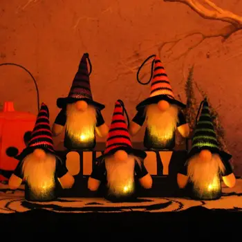 Мягкая игрушка на Хэллоуин Рудольф, светящийся светодиодный кулон Безликого гнома, украшение для Хэллоуина ручной работы на шнурке с батарейным питанием.