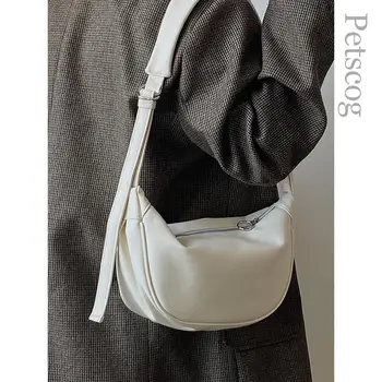 Повседневные женские сумки через плечо из мягкой искусственной кожи в виде полумесяца, сумки Y2k простого дизайна, модная сумка-хобо через плечо, школьный ранец 2023 г.