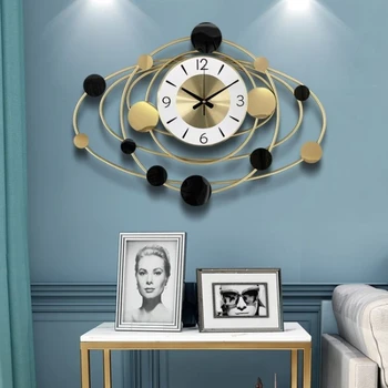 Креативные Настенные часы для гостиной, Современные Минималистичные Настенные часы с немой индивидуальностью, Роскошный Стиль, Большие Металлические Настенные Часы для домашнего декора