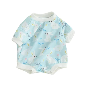 Пасхальная одежда для новорожденных девочек, комбинезон с милым принтом Кролика, боди, Первый Пасхальный наряд для маленьких девочек