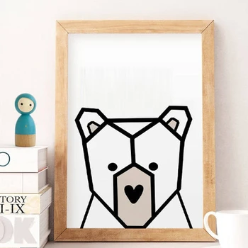 Принт на холсте с бурым медведем, настенный арт в детской, Скандинавский плакат, прекрасное животное-Медведь, Картина на холсте, Художественный декор детской комнаты