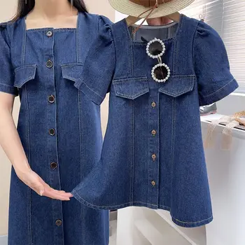 2023 Новые Летние одинаковые наряды для семьи, джинсовое платье для мамы и девочек, одежда для мамы и дочки, одежда для маленьких девочек