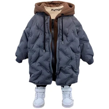 Хлопковое пуховое пальто для мальчиков, новое хлопковое пальто для больших мальчиков, детское зимнее утолщенное хлопковое пальто, пальто