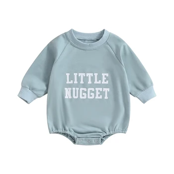 Толстовка Little Nugget для маленького мальчика, комбинезон с пузырями, свитер с круглым вырезом для новорожденных, осенняя одежда, зимняя одежда