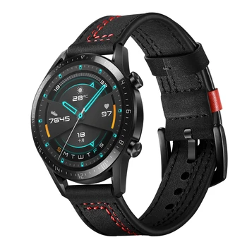 22 мм Кожаный ремешок для Huawei watch GT-2-2e-pro GT2 GT2e 46 мм браслет Samsung Gear S3 Frontier/Galaxy Watch 3 45 мм/46 мм Ремешок