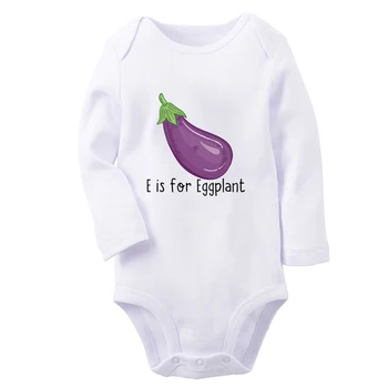 E - для баклажанов, забавных овощей, детского боди с рисунком, милого комбинезона для мальчиков и девочек, комбинезона с длинными рукавами, мягкой одежды для новорожденных