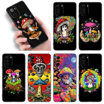 Чехол для Телефона Hippie Mushroom Buddha Для Xiaomi POCO F2 F3 M2 M3 M4 X3 X4 Pro NFC F4 GT 5G F1 X2 C3 C31 C40 M5S TPU Черный Чехол