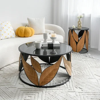 Сочетание круглого чайного столика из закаленного стекла Nordic Light, Креативный дизайнер, Простой Современный дом