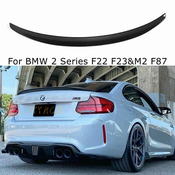Для BMW 2 Серии F22 F23 и M2 F87 P Style Задний Спойлер из углеродного волокна, Крыло Багажника, 2014-2020 FRP, Глянцевый черный Кованый карбон