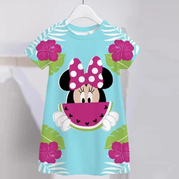 Новое модное платье для маленьких девочек Летние платья Платье принцессы с рисунком Минни Маус Детская одежда для девочек 1-8 лет