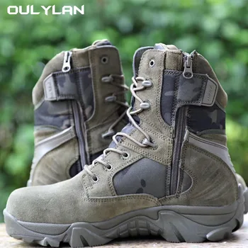 Военная походная обувь, мужские высокие камуфляжные ботинки для пустыни, армейская обувь для боевой подготовки, уличные военные походные ботинки для скалолазания