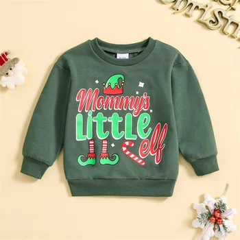 Рождественские свитшоты для малышей, повседневные пуловеры с рисунком Кружки Эльфа Санта, Свободные Пуловеры, Осенне-зимние топы для малышей