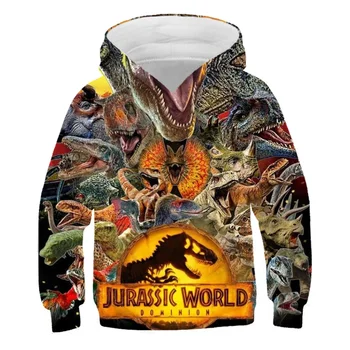 Осенние толстовки Jurassic World Dominion для мальчиков и девочек с принтом динозавра, детская одежда Jurassic Park 3, спортивные толстовки с длинным рукавом