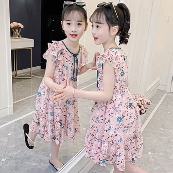 2023, Корея, Летние платья для маленьких девочек, модная детская одежда, праздничное платье для девочек, хит продаж, Детское цельнокроеное платье