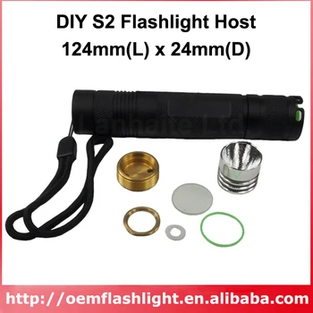 Светодиодный фонарик DIY S2 124 мм (L) x 24 мм (D) - черный