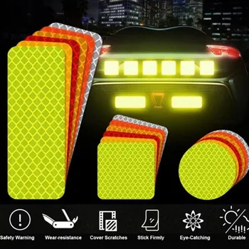 10ШТ Светоотражающих наклеек на бампер автомобиля, Светоотражающая Предупреждающая лента, безопасные Отражающие наклейки, наклейки на внешний мотоцикл. Наклейка
