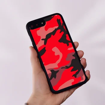 Полевой Цветок Силиконовый Резиновый Чехол Для Телефона Чехол для iPhone 6 6S 7 8 Plus X XS XR 11 12 13 14 Mini Pro Max Красный Камуфляж