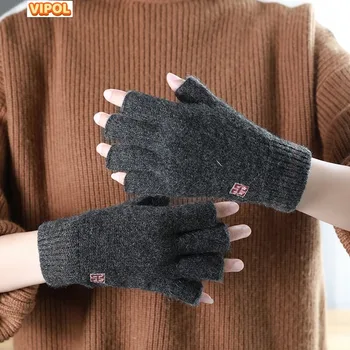 Мягкие и теплые Шерстяные Нейтральные перчатки на Полпальца для холодной погоды