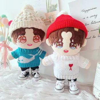 одежда плюшевой куклы 20 см, вязаная шапка, свитер с животным китом, брюки, аксессуары для корейских кукол Kpop EXO Idol, подарок для фанатов одежды