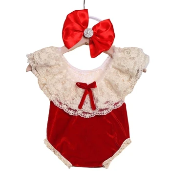 Реквизит для фотосессии новорожденных, повязка на голову с бантом, Рождественский комбинезон, одежда для позирования, костюм для детской фотосъемки, рождественский костюм для младенцев