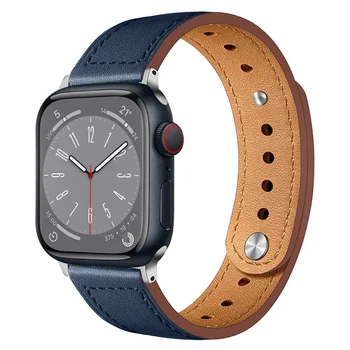 Ремешок из натуральной Кожи Для Apple watch band 44мм 45мм 40мм 38мм 42мм 49мм 4541 мм браслет correa iwatch series 7 se 6 3 8 Ultra