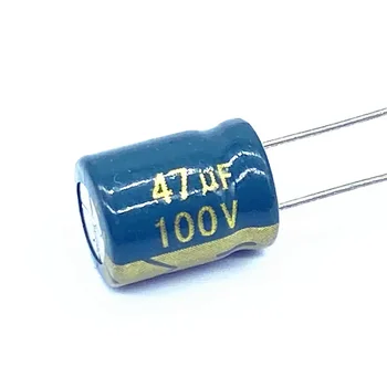 100 шт./лот высокочастотный низкоомный алюминиевый электролитический конденсатор 100v 47UF размером 8*12 47UF 20%