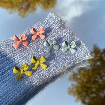 Супер Бессмертный! Серьги-бантики Macaron для женщин ins small earrings 2021