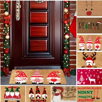 Рождественский фестиваль, украшение входной двери, ковер, внутренний противоскользящий коврик на открытом воздухе