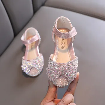Летние новые туфли принцессы для выступлений на сцене с водяными бриллиантами для девочек, детская удобная пляжная обувь с мягкой нескользящей подошвой