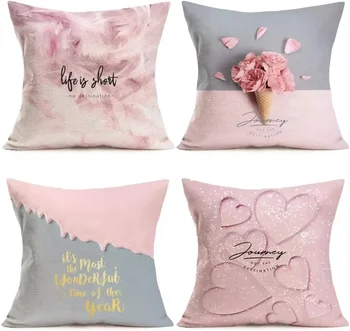 Наволочка с декоративными буквами для путешествий серии Pink Sweet, наволочка для летней подушки для квадратного домашнего дивана-кровати