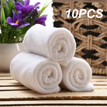Банное тканевое полотенце для чистки, портативные многофункциональные салфетки для рук, мягкие гостиничные полотенца из микрофибры белого цвета для лица, 10 шт.
