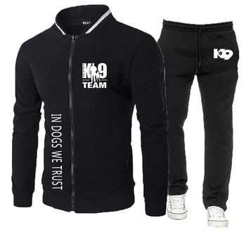 ТРЕНЕР K9 Team K9 Unit Malinois Для мужчин, Новая весенне-осенняя приталенная толстовка с капюшоном, пальто с круглым вырезом + брюки, спортивная одежда, удобный костюм