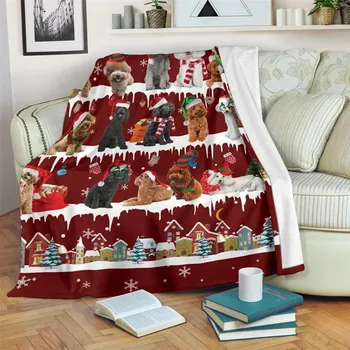 Рождественское одеяло HX Животные Собака Ши-тцу Фланелевые одеяла с 3D принтом для кровати Теплые плюшевые одеяла подарки Прямая поставка