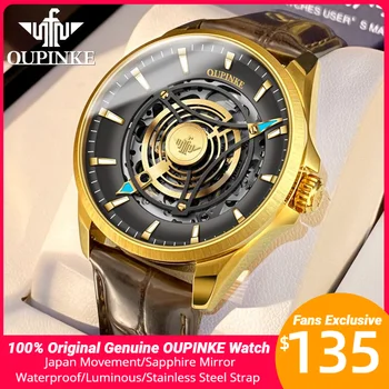 Автоматические механические часы OUPINKE серии Sky Eye для мужчин Люксового бренда Japan Механизм Сапфировое зеркало Мужские наручные часы Водонепроницаемые