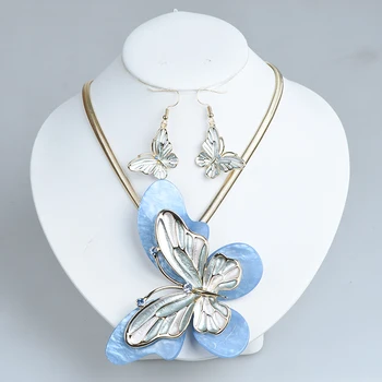 ICEYY двухслойный воротник-бабочка с кристаллами, ожерелье и серьги, ювелирные изделия для женщин, бесплатная доставка