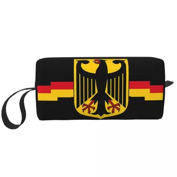 Косметичка с немецким орлом на щите, женский косметический органайзер для путешествий, сумки для хранения туалетных принадлежностей с флагом Германии Kawaii, сумки