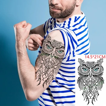 Водонепроницаемая временная татуировка Наклейка Тотем Сова Птица Животное Тату Наклейки Флэш Тату Поддельные татуировки Боди Арт для мужчин Женщин