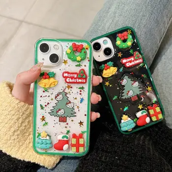 3D sanrio Hello kitty Merry christmas подарочная елка Чехол Для Телефона Iphone 11 12 13 14 Pro Max Mini X Xs Xr 7 8 Plus SE 2020 Чехол