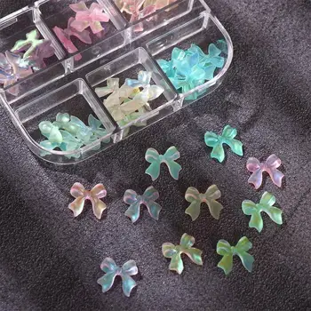 Бабочка-бант из смолы с кристаллами AB Bowknot Подвески для ногтей, аксессуары для маникюра, стразы для дизайна ногтей Aurora, украшение для ногтей