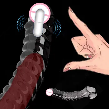 Реалистичный рукав для удлинения пениса Увеличитель члена Задержка Эякуляции Кольцо для пениса Крышка для члена Секс-игрушка для мужчин Вибрирующий Многоразовый презерватив