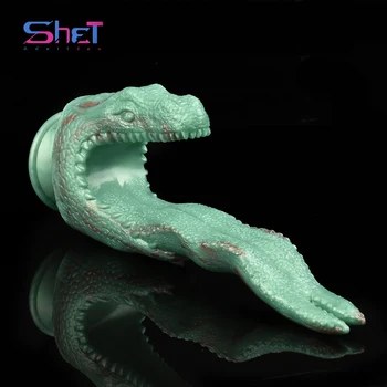 Анальная пробка SHET Double Head Dragon из мягкого жидкого силикона, Фаллоимитатор с языком животного, Товары для фантазийной мастурбации для мужчин и женщин
